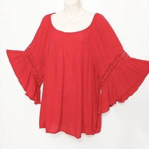 🔵BOGO FREE🔵  Red Boho Top Cato Est. 1946 Sz 22/24W